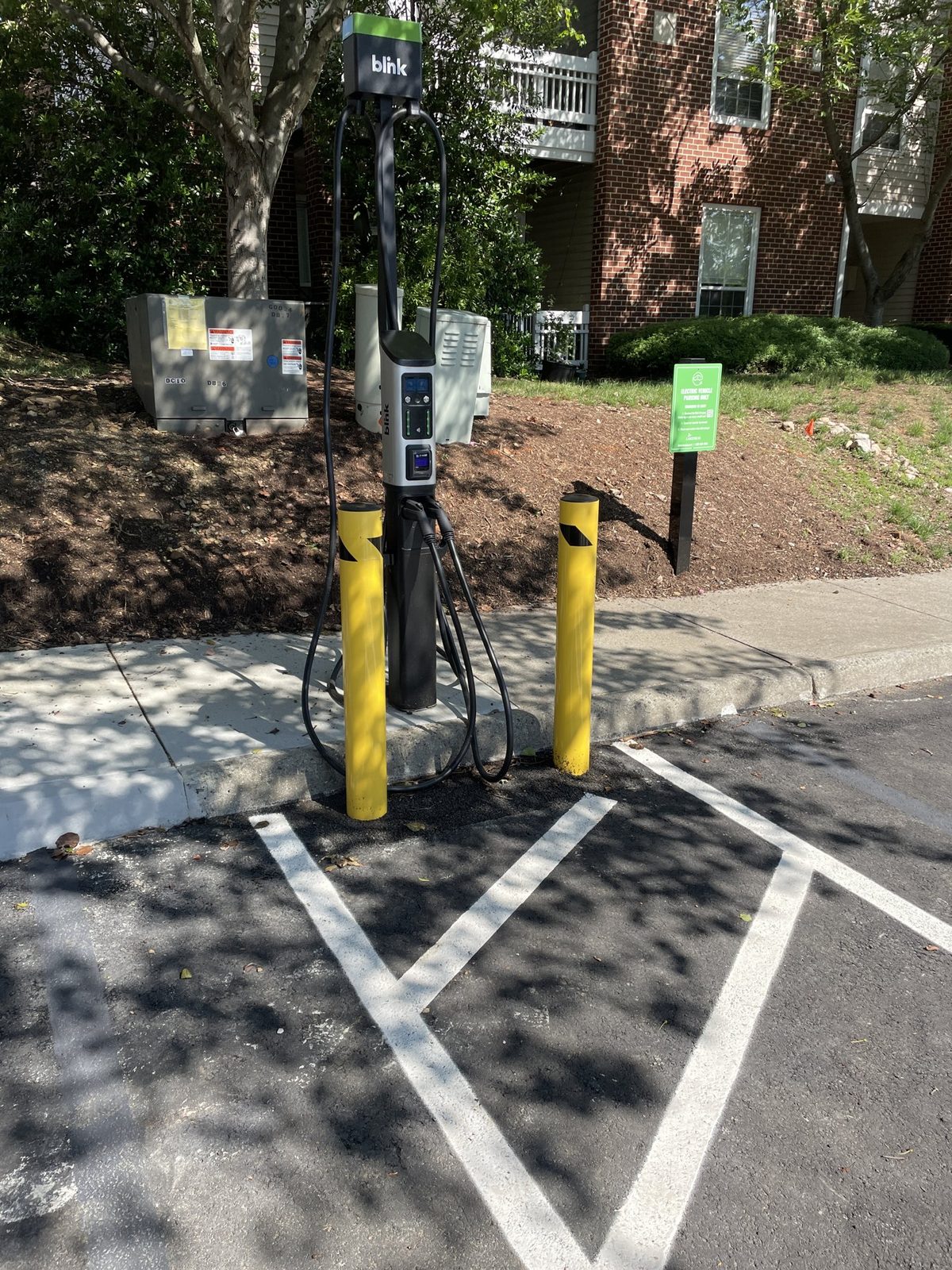 Blink EV charging station installed by GreenKey at a Richmond-area apartment community