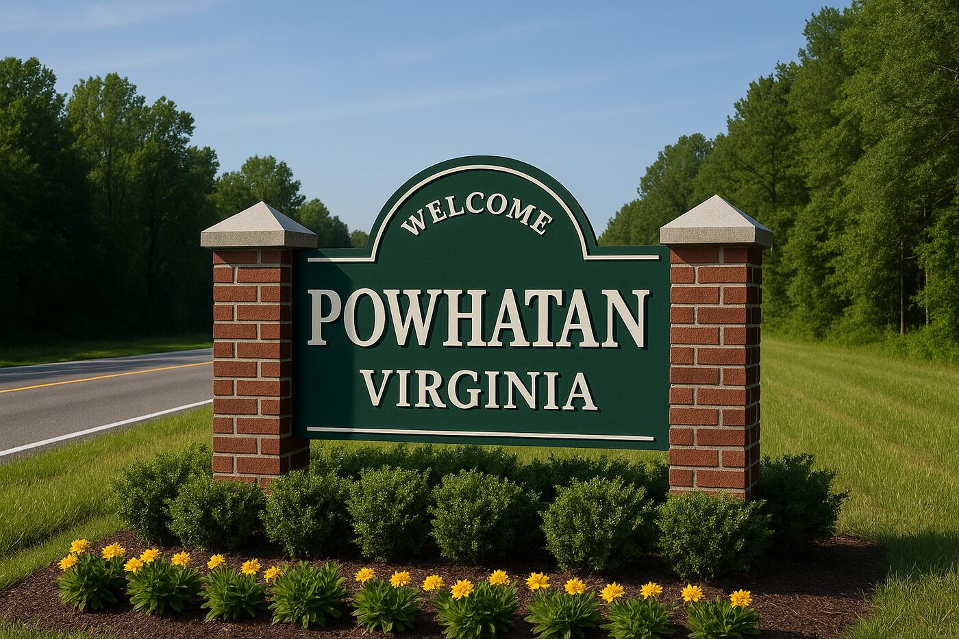 Welcome to Powhatan, Virginia roadside sign
